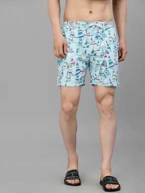 Style Quotient Men Sea Green Conversational Print Polyester Regular Swim  Shorts