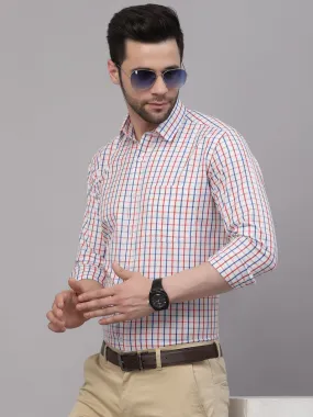 Style Quotient Men White And Bottle Green Checks Yarn Dyed PolyCotton Regular Formal Shirt