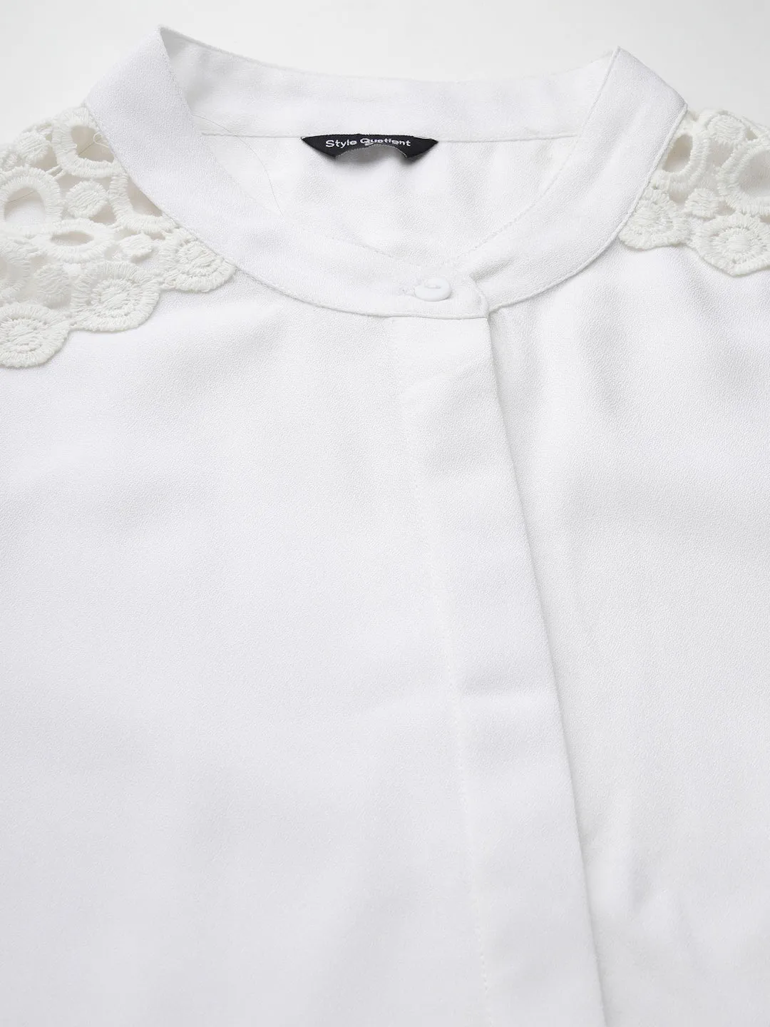 Style Quotient Women Embellished White  Regular Smart Casual Shirt