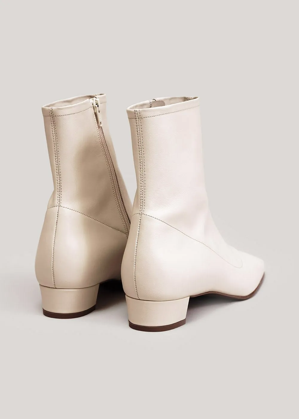 White Leather Este Boots