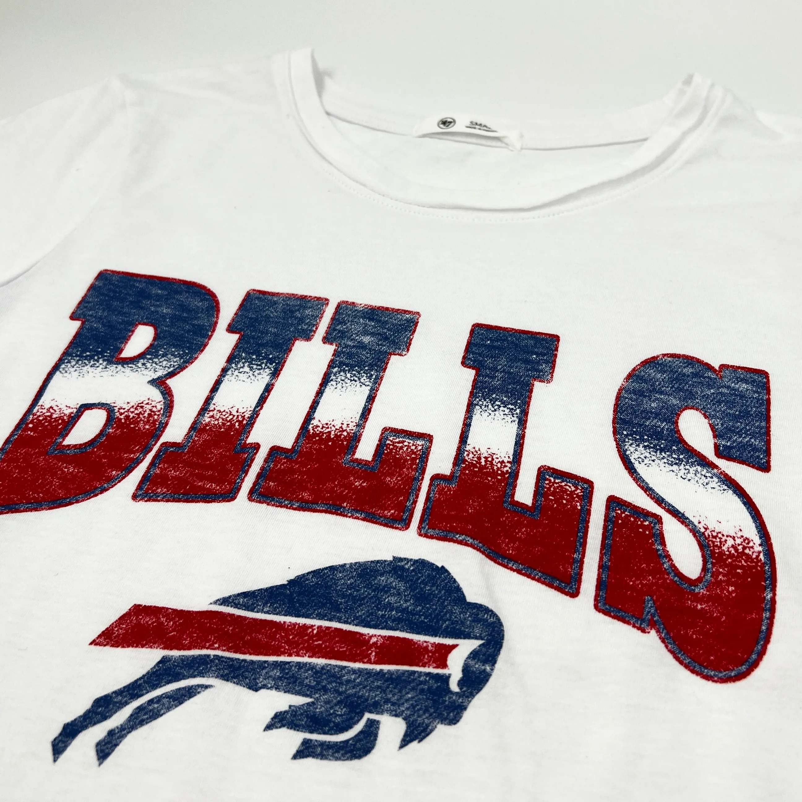 Women's '47 Brand Bills Whitewash With Charging Buffalo Logo Short Sleeve Shirt